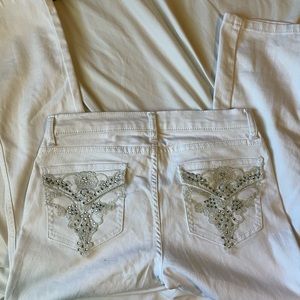High watered cross rhinestone pants